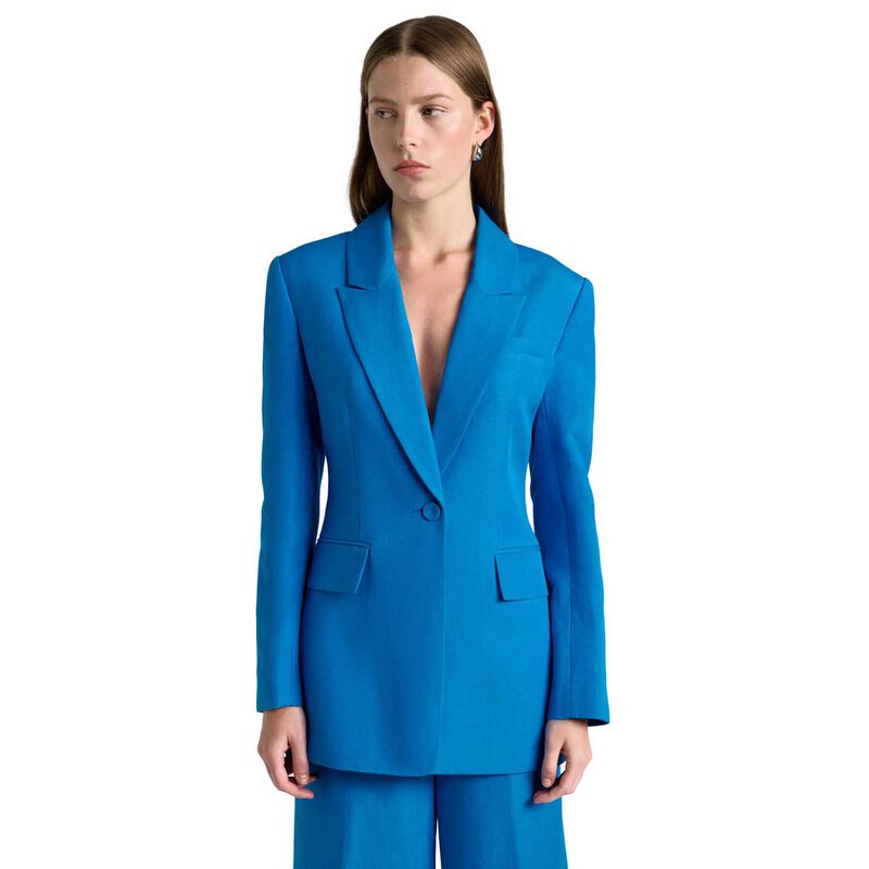 Cue Bright Blue Lustre Linen Blend Blazer image number 0
